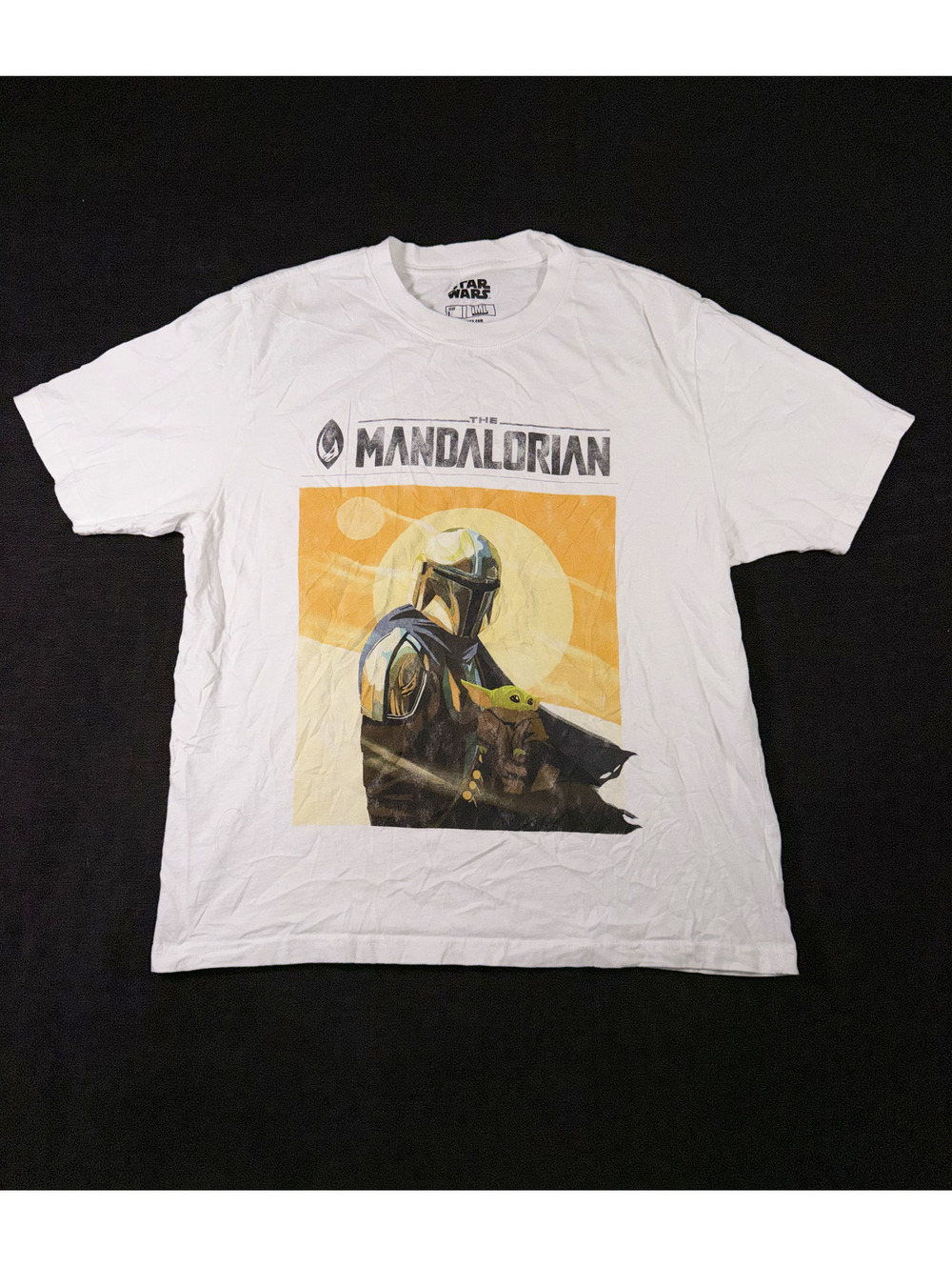 Star Wars The Mandalorian Graphic T-Shirt Large White Cotton